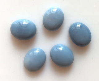 5 Pieces 9x7mm Each Blue Opal Oval Shaped Flat Back Smooth Loose Cabochons GDS1541/1