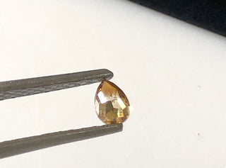 0.27CTW/4.7mm Clear Cognac Brown Brilliant Cut Pear Shaped Diamond, Faceted Cognac Brown Pear Rose Cut Diamond Loose For Ring, DDS621/21