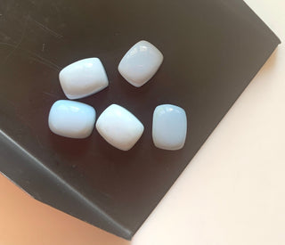 5 Pieces 10x8mm Each Blue Opal Rectangle Shaped Flat Back Smooth Loose Cabochons GDS1550/1