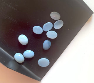 10 Pieces 7x5mm Each Blue Opal Oval Shaped Flat Back Smooth Loose Cabochons GDS1555/1