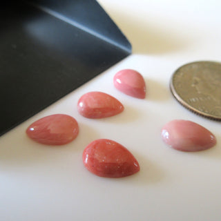 4 Pieces 12x8mm Pink Opal Pear Shaped Flat Back Smooth Loose Cabochons GDS1562/1