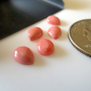 6 Pieces 8x6mm Pink Opal Pear Shaped Flat Back Smooth Loose Cabochons GDS1569/1