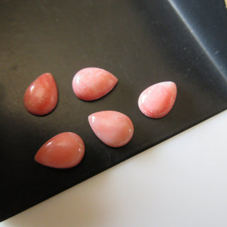 4 Pieces 10x7mm Pink Opal Pear Shaped Flat Back Smooth Loose Cabochons GDS1570/1