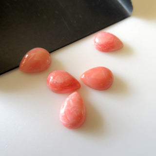 4 Pieces 10x7mm Pink Opal Pear Shaped Flat Back Smooth Loose Cabochons GDS1570/1