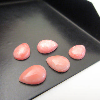 4 Pieces 10x7mm Pink Opal Pear Shaped Flat Back Smooth Loose Cabochons GDS1570/1