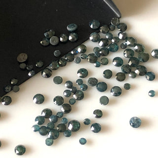 2mm to 4mm Blue Irradiated Round Rose Cut Diamond Loose, Faceted Flat Back Diamond Cabochon, Sold As 5 Pieces/20 Pieces/100 Pieces, DDS650/2