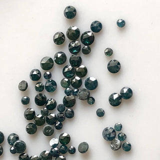 2mm to 4mm Blue Irradiated Round Rose Cut Diamond Loose, Faceted Flat Back Diamond Cabochon, Sold As 5 Pieces/20 Pieces/100 Pieces, DDS650/2