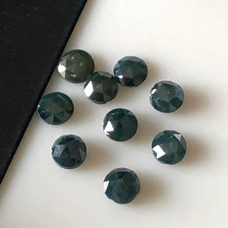4.5mm Blue Irradiated Rose Cut Diamond Loose, Blue Diamond Rose Cut Flat Back Faceted Cabochon, Sold As 2 Pieces/10 Pieces, DDS650/5