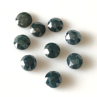 5mm To 5.5mm Blue Irradiated Rose Cut Faceted Diamond Loose, Blue Rose Cut Flat Back Cabochon, Sold As 2 Pieces/10 Pieces, DDS650/7