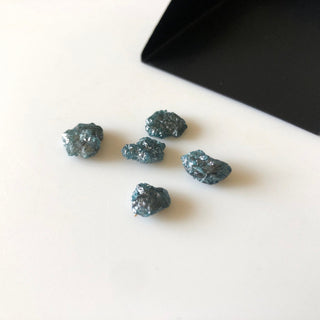 Huge 8mm To 9mm Blue Flat Rough Raw Diamond Loose For Ring Earring, Irradiated Blue Diamond, Sold As 1/5/10 Pieces DDS651/2
