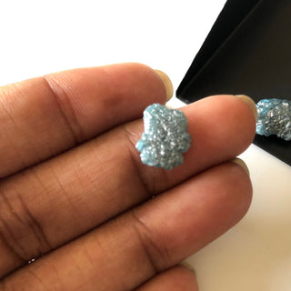 3 Pieces 10mm To 11mm Light Blue Flat Rough Raw Diamond Loose Natural Rough Diamond For Ring Earring DDS651/11