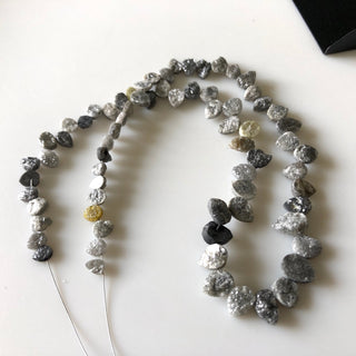 Laser Cut Pear Shaped Grey Rough Raw Diamonds , 5mm To 8mm Side Drilled Laser Cut Loose Diamonds , Sold As 6 Inch /12 Inch Strand, DDS649/17