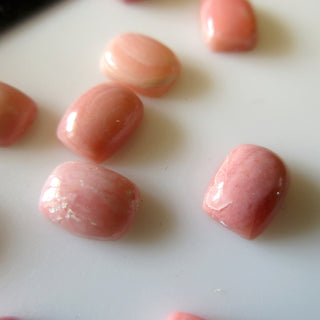 10 Pieces 8x6mm Pink Opal Cushion Shaped Flat Back Smooth Loose Cabochons GDS1559/1