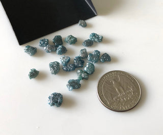 5mm Flat Blue Loose Diamonds, Natural Raw Rough Uncut Treated Blue Diamond Loose For Jewellery, Sold As 2/5/10 Pieces, D51