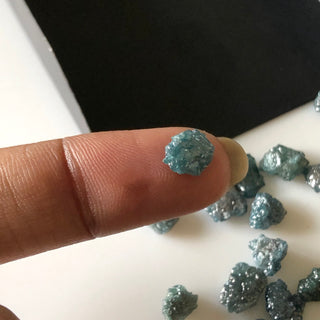 5mm Flat Blue Loose Diamonds, Natural Raw Rough Uncut Treated Blue Diamond Loose For Jewellery, Sold As 2/5/10 Pieces, D51