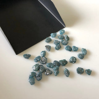 7mm To 8mm Flat Blue Raw Rough Uncut Diamond Loose, Irradiated Blue Color Loose Diamond For Making Jewelry, Sold As 1/5/10 Pieces, DD38