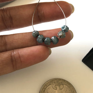 1 Piece 5mm Blue Rough Raw Natural Round Diamond Loose With 1mm Drill Blue Uncut Loose Diamond DDS654/1