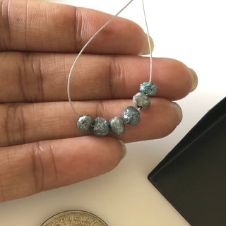 1 Piece 5mm Blue Rough Raw Natural Round Diamond Loose With 1mm Drill Blue Uncut Loose Diamond DDS654/1