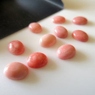 20 Pieces 8x6mm Pink Opal Oval Shaped Flat Back Smooth Loose Cabochons GDS1563/2