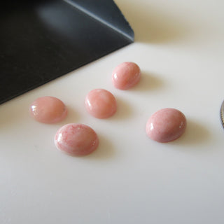 6 Pieces 9x7mm Pink Opal Oval Shaped Flat Back Smooth Loose Cabochons GDS1564/1