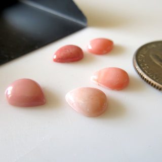 4 Pieces 9x7mm Pink Opal Pear Shaped Flat Back Smooth Loose Cabochons GDS1565/1