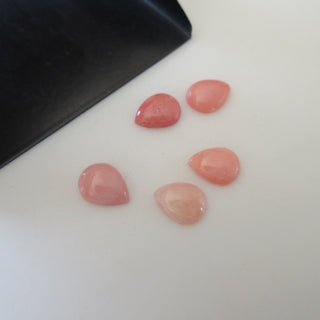 4 Pieces 9x7mm Pink Opal Pear Shaped Flat Back Smooth Loose Cabochons GDS1565/1
