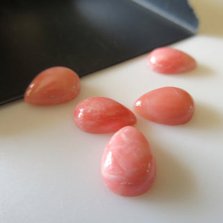 4 Pieces 10x7mm Pink Opal Pear Shaped Flat Back Smooth Loose Cabochons GDS1570/1