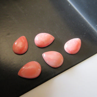 4 Pieces 10x7mm Pink Opal Pear Shaped Flat Back Smooth Loose Cabochons GDS1570/1