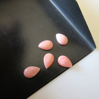 10 Pieces 8x5mm Each Pink Opal Pear Shaped Flat Back Smooth Loose Cabochons GDS1572/1