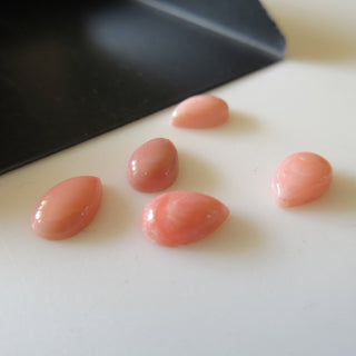 10 Pieces 8x5mm Each Pink Opal Pear Shaped Flat Back Smooth Loose Cabochons GDS1572/1