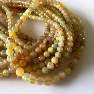 3.5mm To 6mm Natural Ethiopian Welo Opal Smooth Round Beads Ethiopian Opal Fire Opal Round Beads, 15.5 Inch Strand, GDS1673