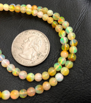 3.5mm To 6mm Natural Ethiopian Welo Opal Smooth Round Beads Ethiopian Opal Fire Opal Round Beads, 15.5 Inch Strand, GDS1673