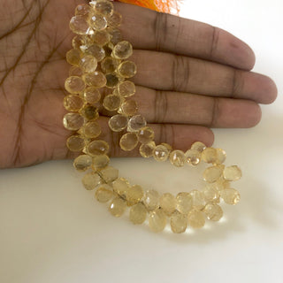 Natural Yellow Citrine Faceted Teardrop Briolette Beads 7mm to 9mm Citrine Teardrop Beads Sold As 8 Inch & 4 inch Strand, GDS1675