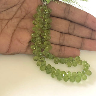 Natural Peridot Faceted Teardrop Briolette Beads 7mm To 9mm Green Peridot Teardrop Beads Sold As 8 Inches & 4 Inches, GDS1676