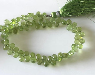 Natural Peridot Faceted Teardrop Briolette Beads 5mm To 6mm Green Peridot Teardrop Beads Sold As 8 Inches & 4 Inches, GDS1677