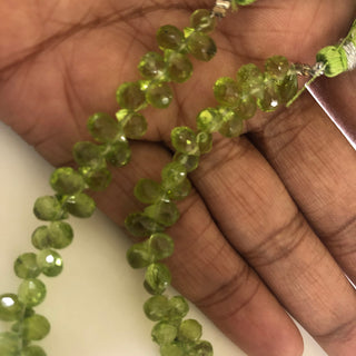 Natural Peridot Faceted Teardrop Briolette Beads 5mm To 6mm Green Peridot Teardrop Beads Sold As 8 Inches & 4 Inches, GDS1677