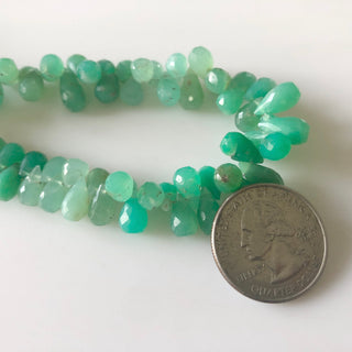 Natural Chrysoprase Faceted Teardrop Briolette Beads 9mm To 11mm Shaded Chrysoprase Teardrop Gemstone Beads Sold As 8 Inch/4 Inch GDS1678