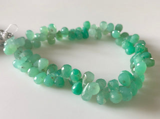 Natural Chrysoprase Faceted Teardrop Briolette Beads 7mm To 9mm Shaded Chrysoprase Teardrop Gemstone Beads Sold As 8 Inch/4 Inch GDS1679