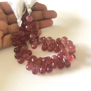 Natural Pink Strawberry Quartz Faceted Teardrop Briolette Beads 12mm To 14mm Strawberry Quartz Drop Beads Loose Sold As 8"/4", GDS1682