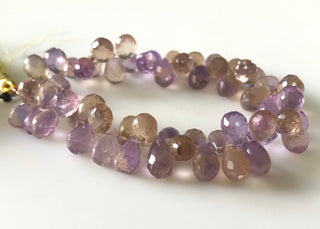 Natural Ametrine Faceted Teardrop Briolette Beads, 12mm To 14mm Huge Ametrine Drop Beads, Sold As 7 Inches/3.5 Inches, GDS1685