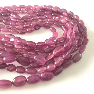 7mm To 10mm Glass Filled Ruby Smooth Oval Beads, Oval Shaped Glass Filled Ruby Beads Pink Ruby Beads, Sold As 9 Inch/18 Inch Strand, GDS1690