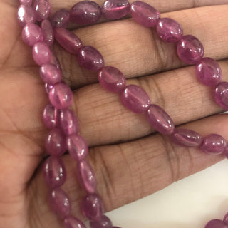 7mm To 10mm Glass Filled Ruby Smooth Oval Beads, Oval Shaped Glass Filled Ruby Beads Pink Ruby Beads, Sold As 9 Inch/18 Inch Strand, GDS1690