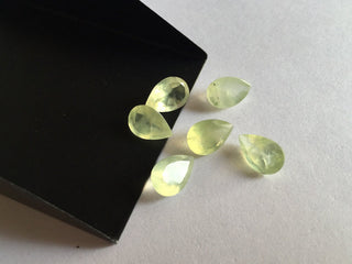 6 Pieces 12x8mm Each Green Prehnite Pear Shaped Faceted Loose Gemstones For Making Jewelry SKU-PR3