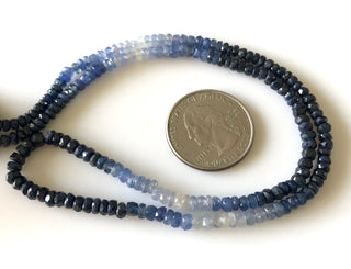 3.5mm To 4mm Shaded Natural Blue Sapphire Faceted Rondelle Beads Sapphire Jewelry Sapphire Necklace Sold As 16 Inch & 8 Inch Strand GDS1702