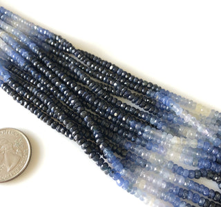 3.5mm To 4mm Shaded Natural Blue Sapphire Faceted Rondelle Beads Sapphire Jewelry Sapphire Necklace Sold As 16 Inch & 8 Inch Strand GDS1702