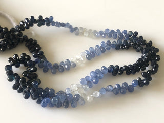 5mm To 6mm Shaded Natural Blue Sapphire Faceted Teardrop Briolette Beads Sapphire Jewelry Sapphire Drops Sold As 16"/8.5" Strand GDS1703