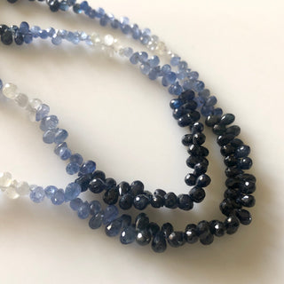 tiny 4.5mm Shaded Natural Blue Sapphire Faceted Teardrop Briolette Beads Sapphire Jewelry Sapphire Drops Sold As 16"/8.5" Strand GDS1704