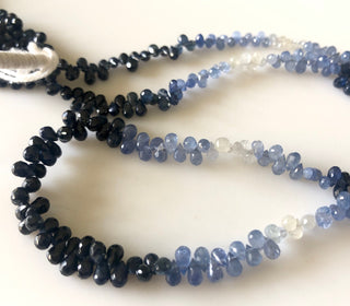 tiny 4.5mm Shaded Natural Blue Sapphire Faceted Teardrop Briolette Beads Sapphire Jewelry Sapphire Drops Sold As 16"/8.5" Strand GDS1704