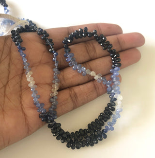 tiny 4.5mm Shaded Natural Blue Sapphire Faceted Teardrop Briolette Beads Sapphire Jewelry Sapphire Drops Sold As 16"/8.5" Strand GDS1704