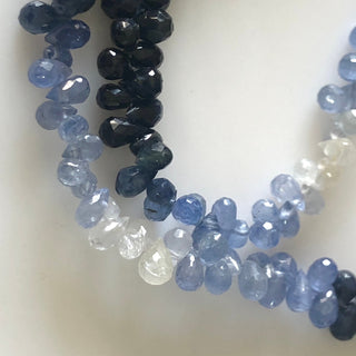 tiny 4.5mm Shaded Natural Blue Sapphire Faceted Teardrop Briolette Beads Sapphire Jewelry Sapphire Drops Sold As 16"/8.5" Strand GDS1704